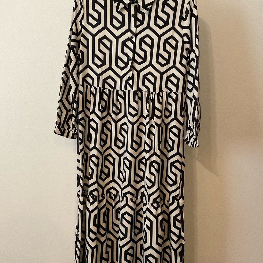 Geometric Brown and Cream Dress